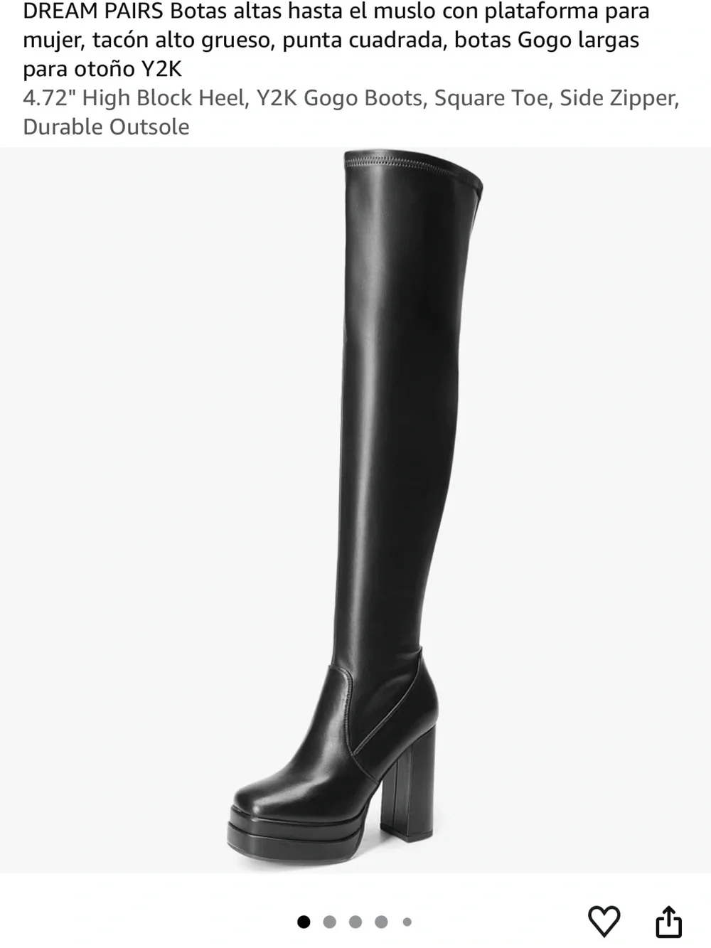 Dream Pairs Black Over-the-Knee Platform Block Heel Boots - Square Toe